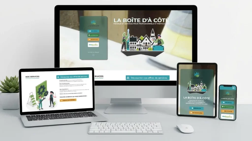 Site web pour La Boîte d&rsquo;à Côté, une offre au service de l&rsquo;ESS.
